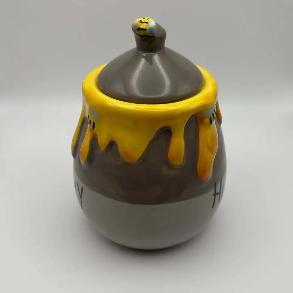 Disney Winnie the Pooh 'HUNNY' Ceramic Honey Pot with Lid and Dipper